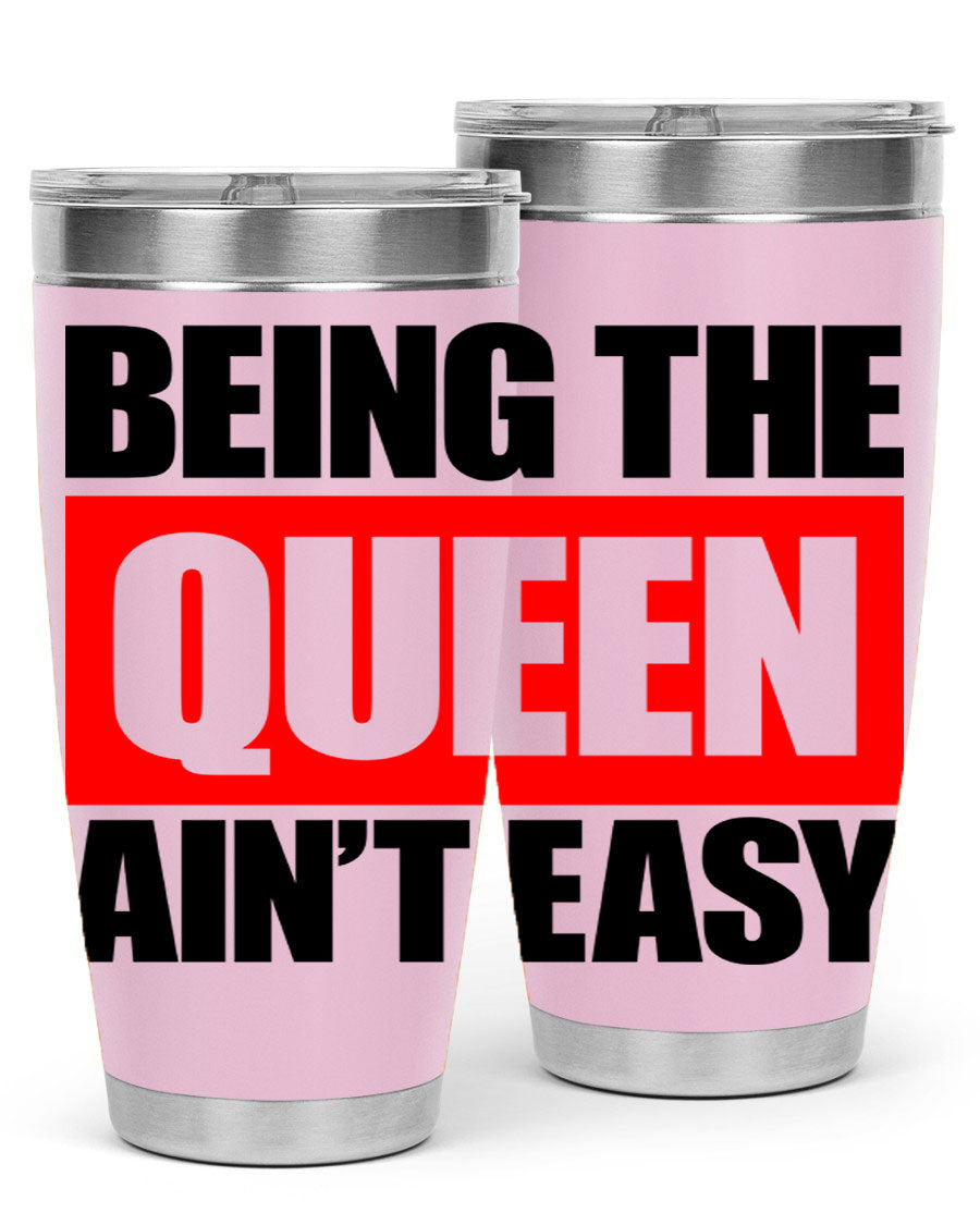 A stylish black cotton tank top featuring the phrase 'Being the Queen Ain't Easy' in bold letters, perfect for casual wear.