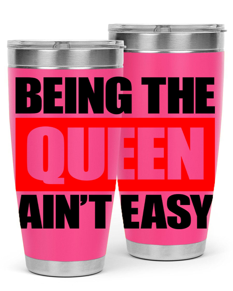A stylish black cotton tank top featuring the phrase 'Being the Queen Ain't Easy' in bold letters, perfect for casual wear.