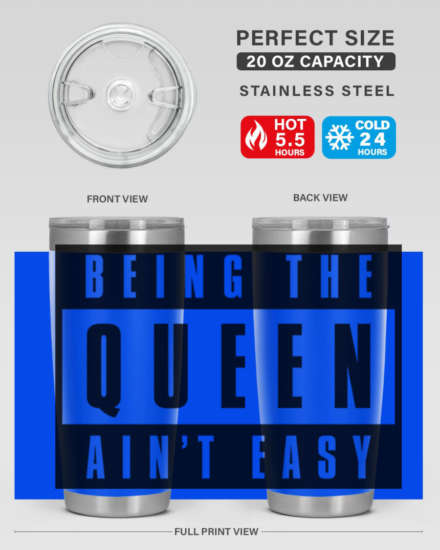 A stylish black cotton tank top featuring the phrase 'Being the Queen Ain't Easy' in bold letters, perfect for casual wear.