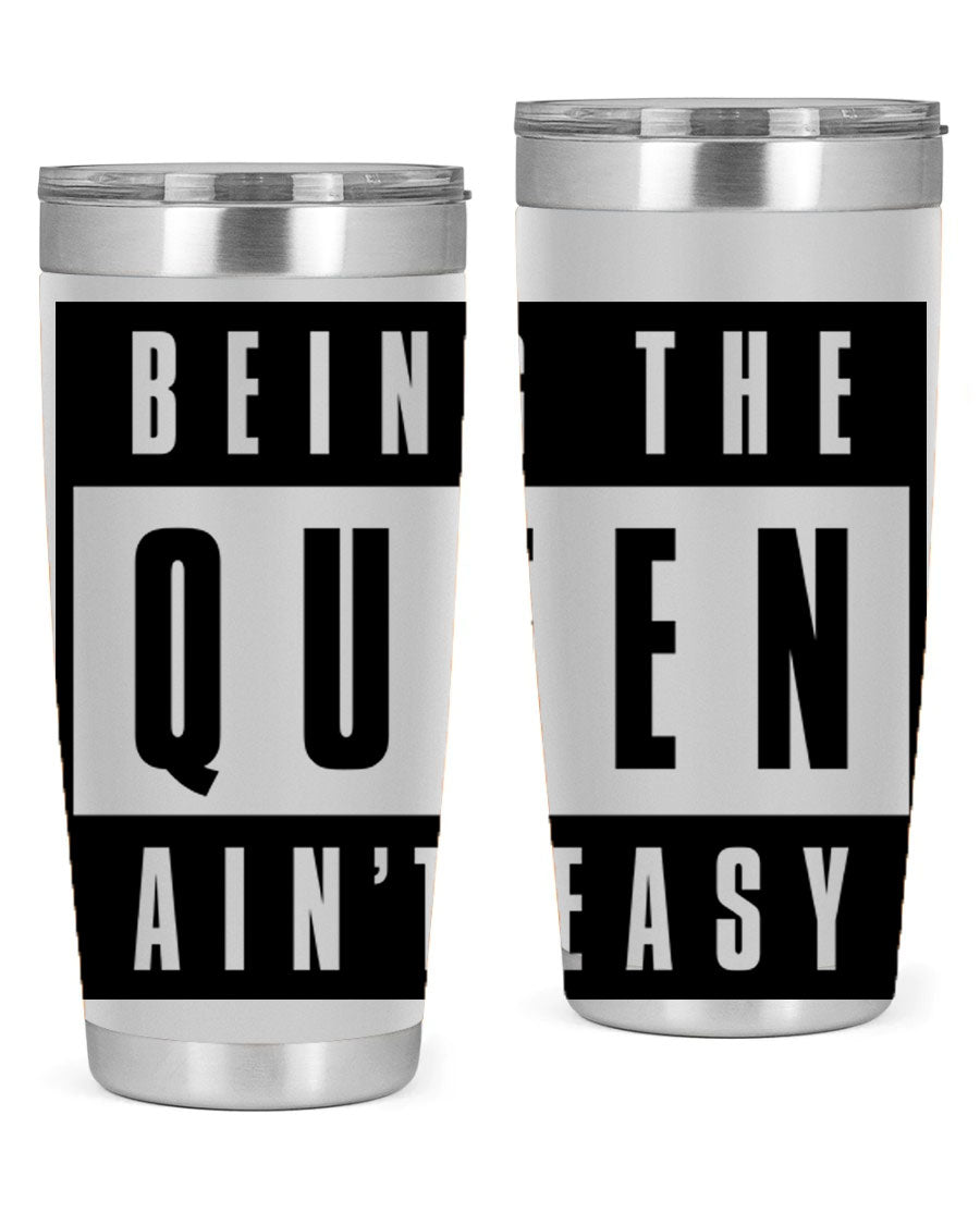 A stylish black cotton tank top featuring the phrase 'Being the Queen Ain't Easy' in bold letters, perfect for casual wear.