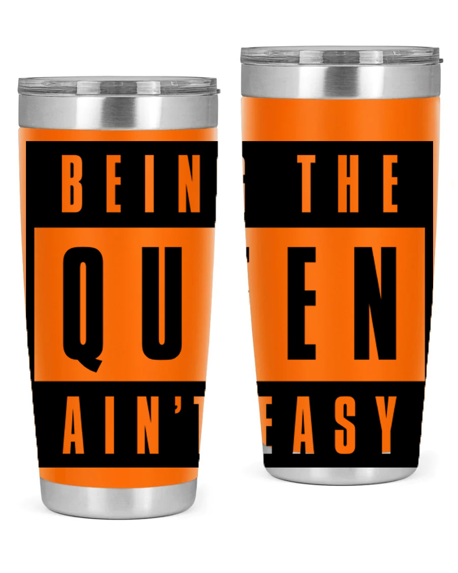 A stylish black cotton tank top featuring the phrase 'Being the Queen Ain't Easy' in bold letters, perfect for casual wear.