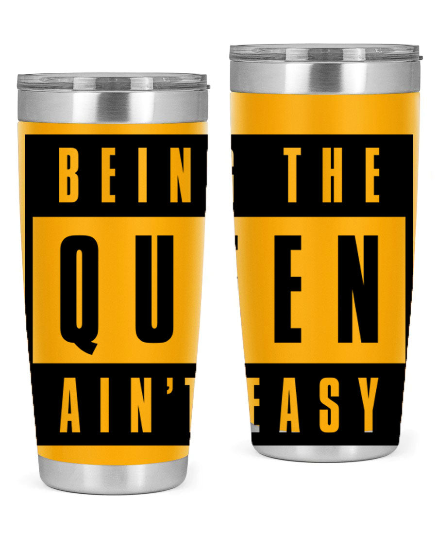 A stylish black cotton tank top featuring the phrase 'Being the Queen Ain't Easy' in bold letters, perfect for casual wear.