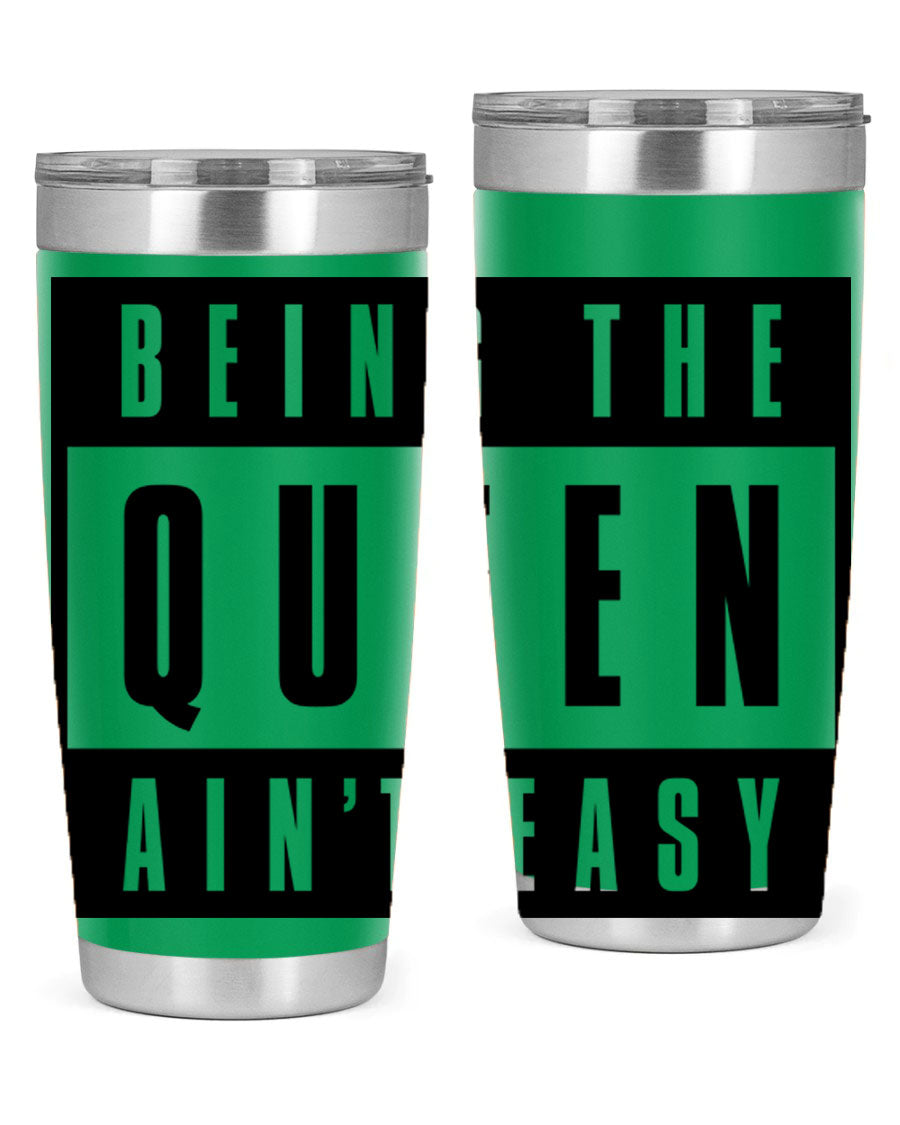 A stylish black cotton tank top featuring the phrase 'Being the Queen Ain't Easy' in bold letters, perfect for casual wear.