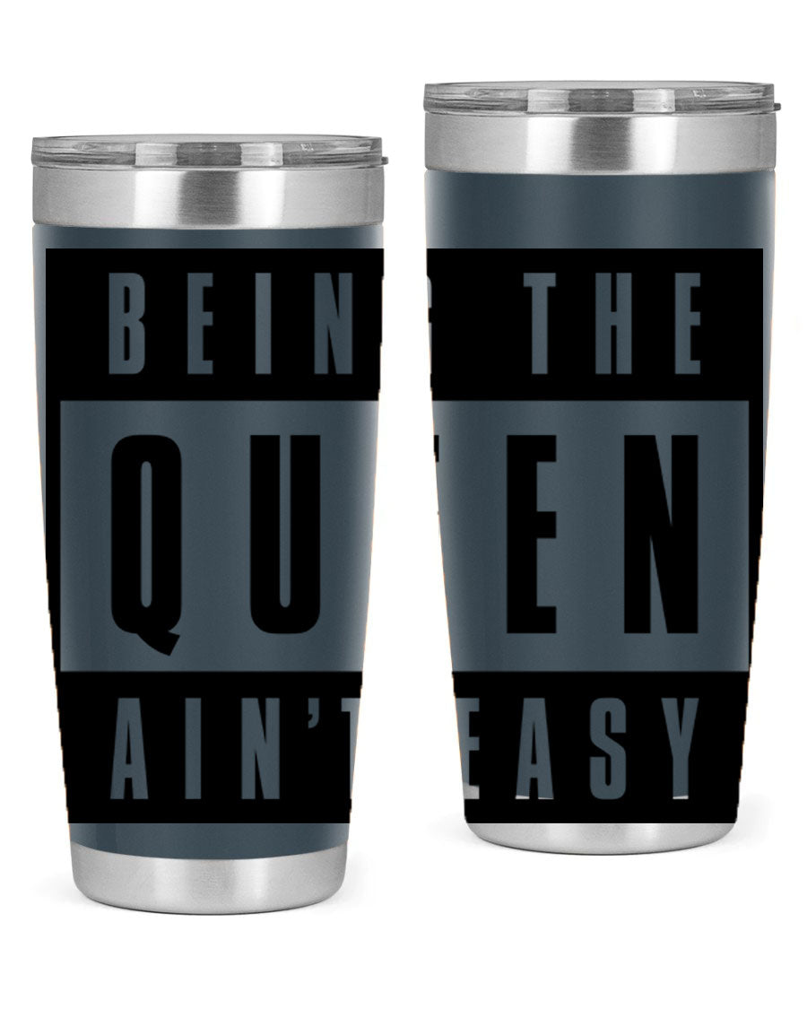 A stylish black cotton tank top featuring the phrase 'Being the Queen Ain't Easy' in bold letters, perfect for casual wear.