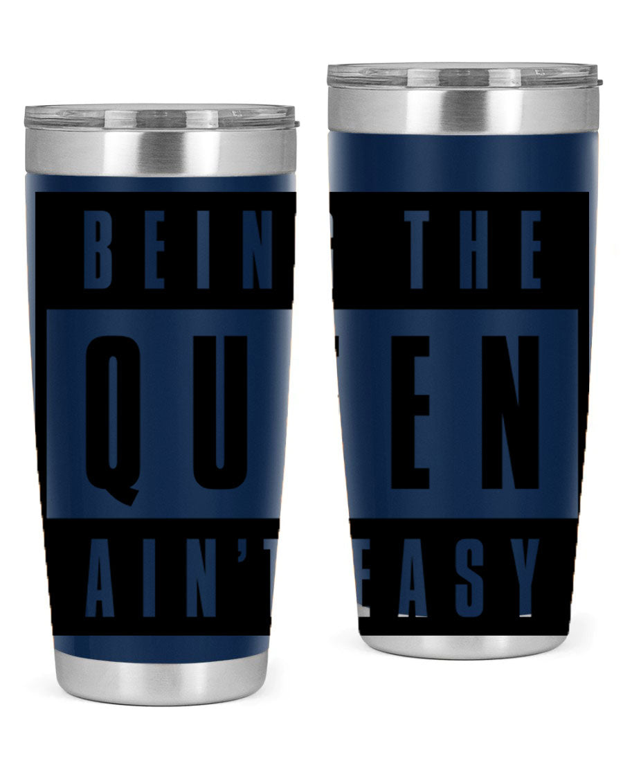 A stylish black cotton tank top featuring the phrase 'Being the Queen Ain't Easy' in bold letters, perfect for casual wear.