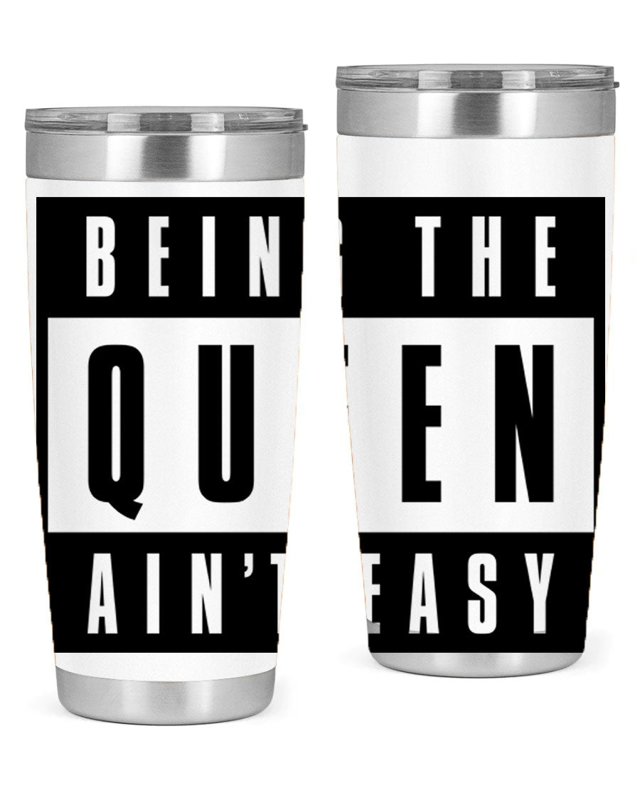 A stylish black cotton tank top featuring the phrase 'Being the Queen Ain't Easy' in bold letters, perfect for casual wear.