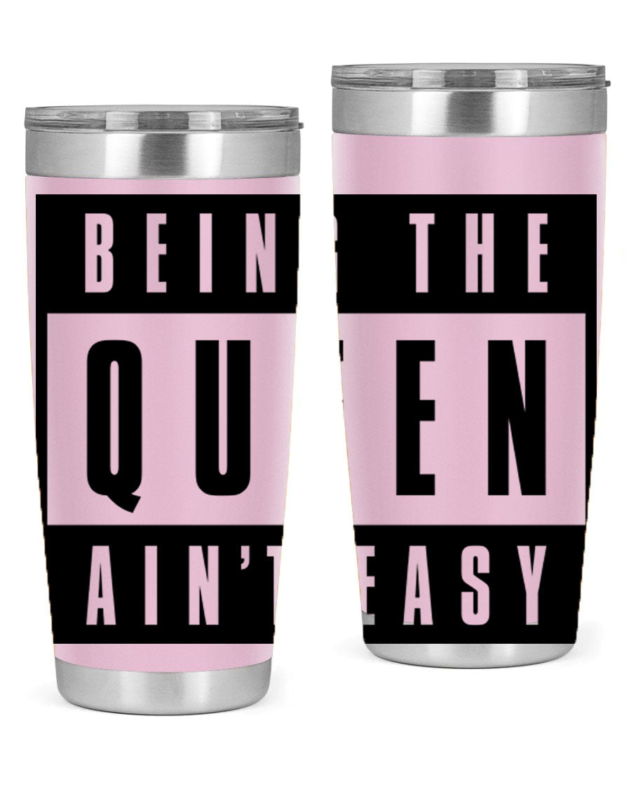 A stylish black cotton tank top featuring the phrase 'Being the Queen Ain't Easy' in bold letters, perfect for casual wear.