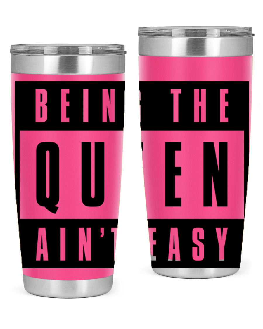 A stylish black cotton tank top featuring the phrase 'Being the Queen Ain't Easy' in bold letters, perfect for casual wear.