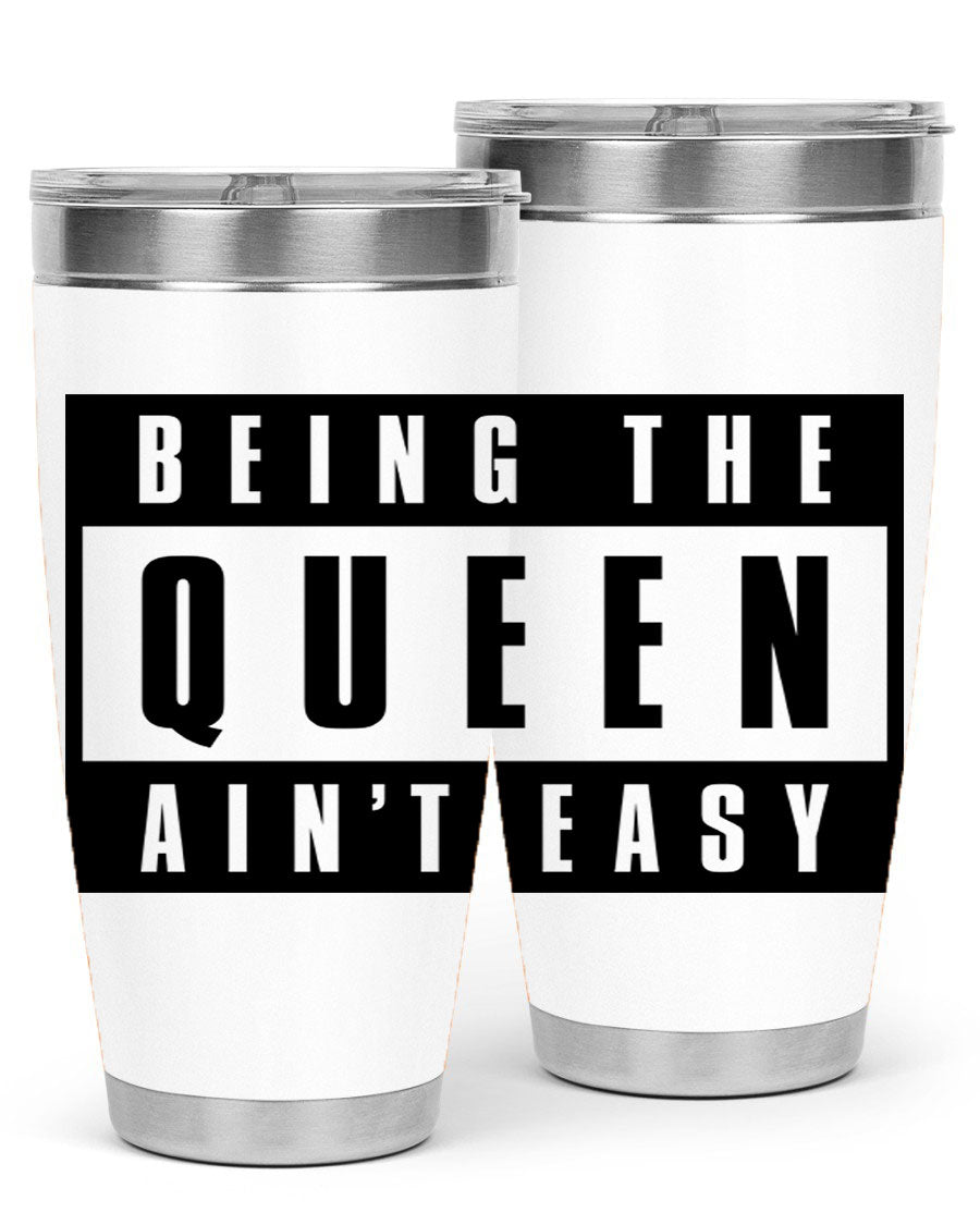 A stylish black cotton tank top featuring the phrase 'Being the Queen Ain't Easy' in bold letters, perfect for casual wear.