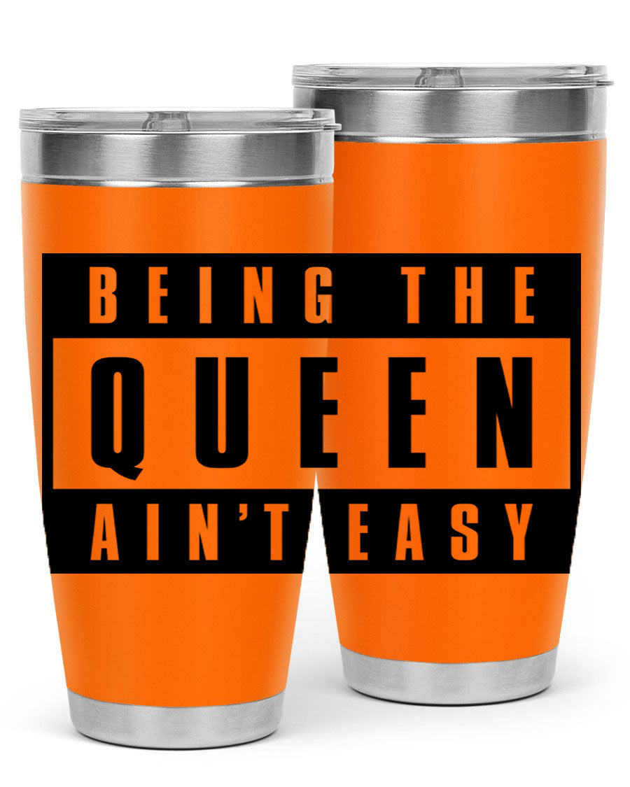 A stylish black cotton tank top featuring the phrase 'Being the Queen Ain't Easy' in bold letters, perfect for casual wear.