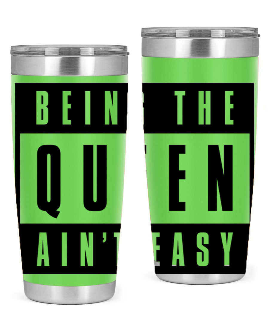 A stylish black cotton tank top featuring the phrase 'Being the Queen Ain't Easy' in bold letters, perfect for casual wear.