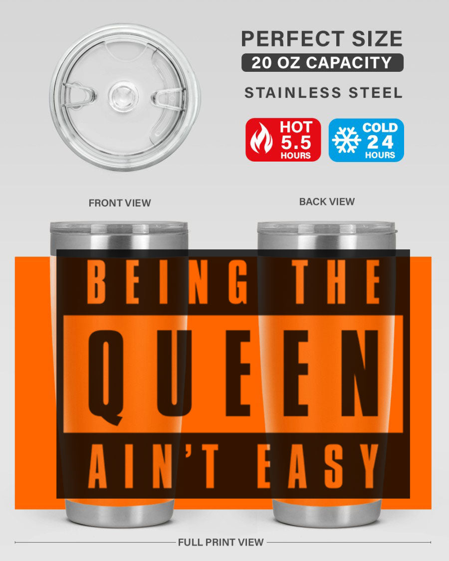 A stylish black cotton tank top featuring the phrase 'Being the Queen Ain't Easy' in bold letters, perfect for casual wear.