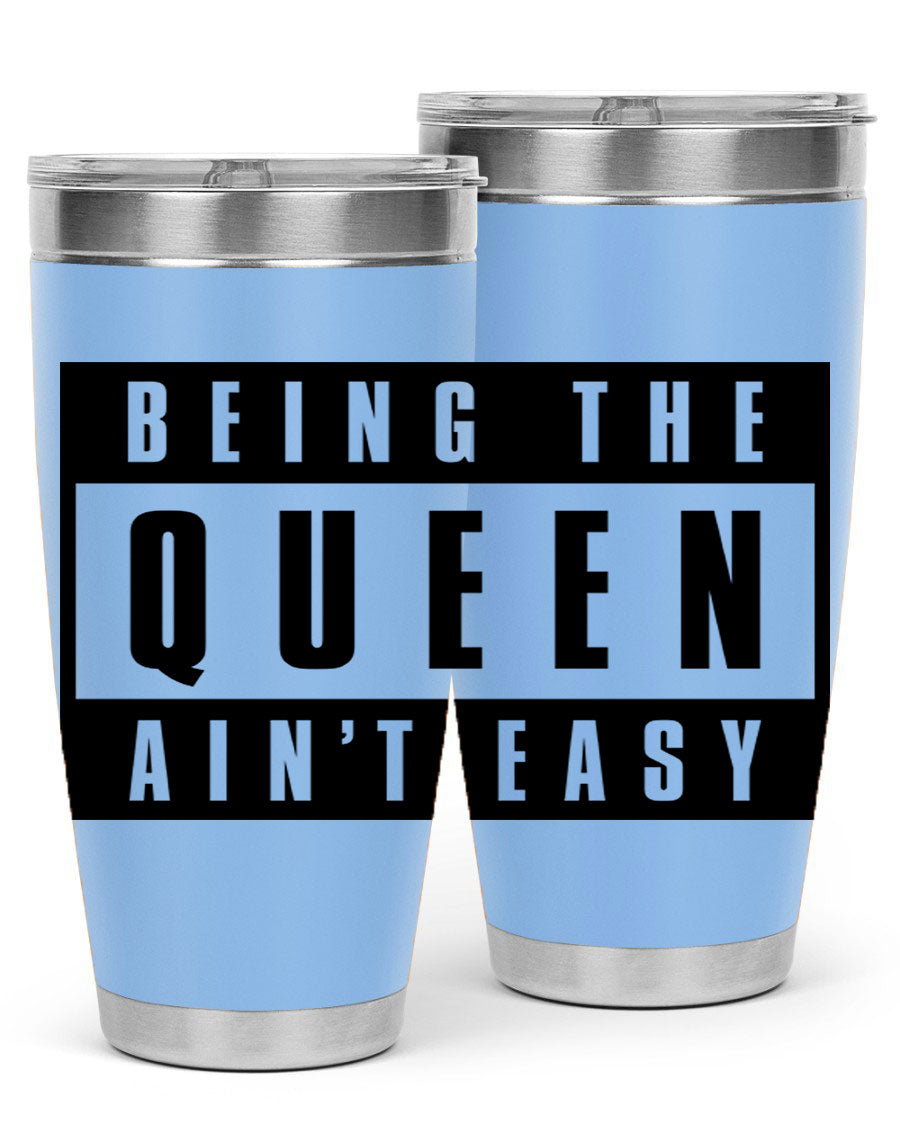 A stylish black cotton tank top featuring the phrase 'Being the Queen Ain't Easy' in bold letters, perfect for casual wear.