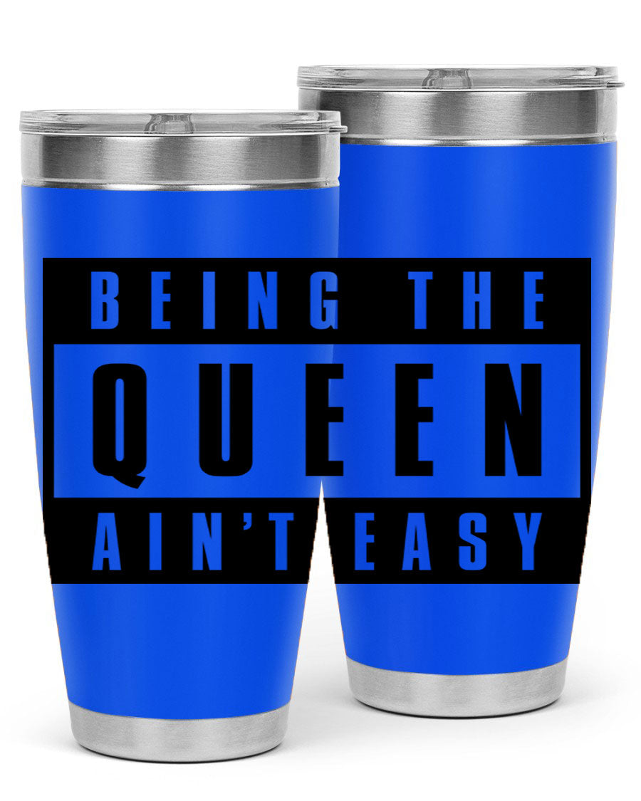 A stylish black cotton tank top featuring the phrase 'Being the Queen Ain't Easy' in bold letters, perfect for casual wear.