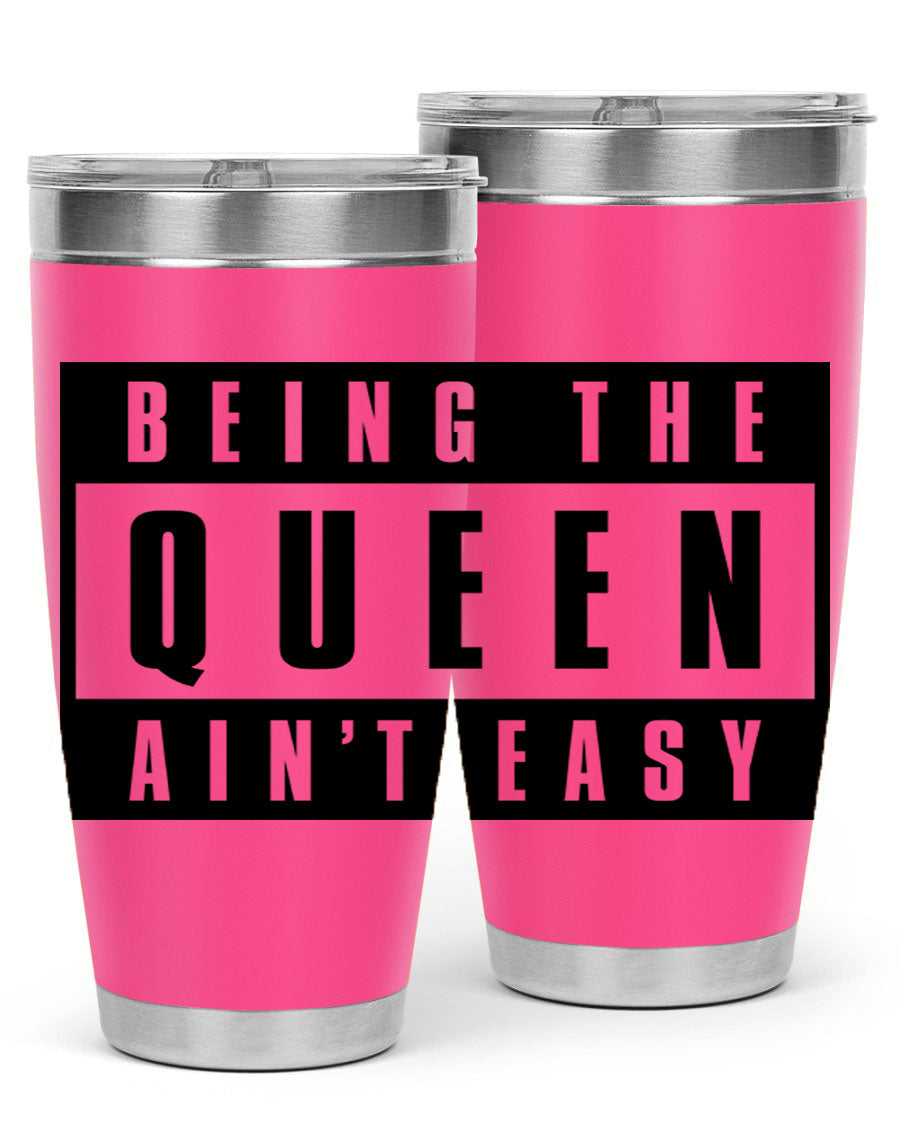 A stylish black cotton tank top featuring the phrase 'Being the Queen Ain't Easy' in bold letters, perfect for casual wear.