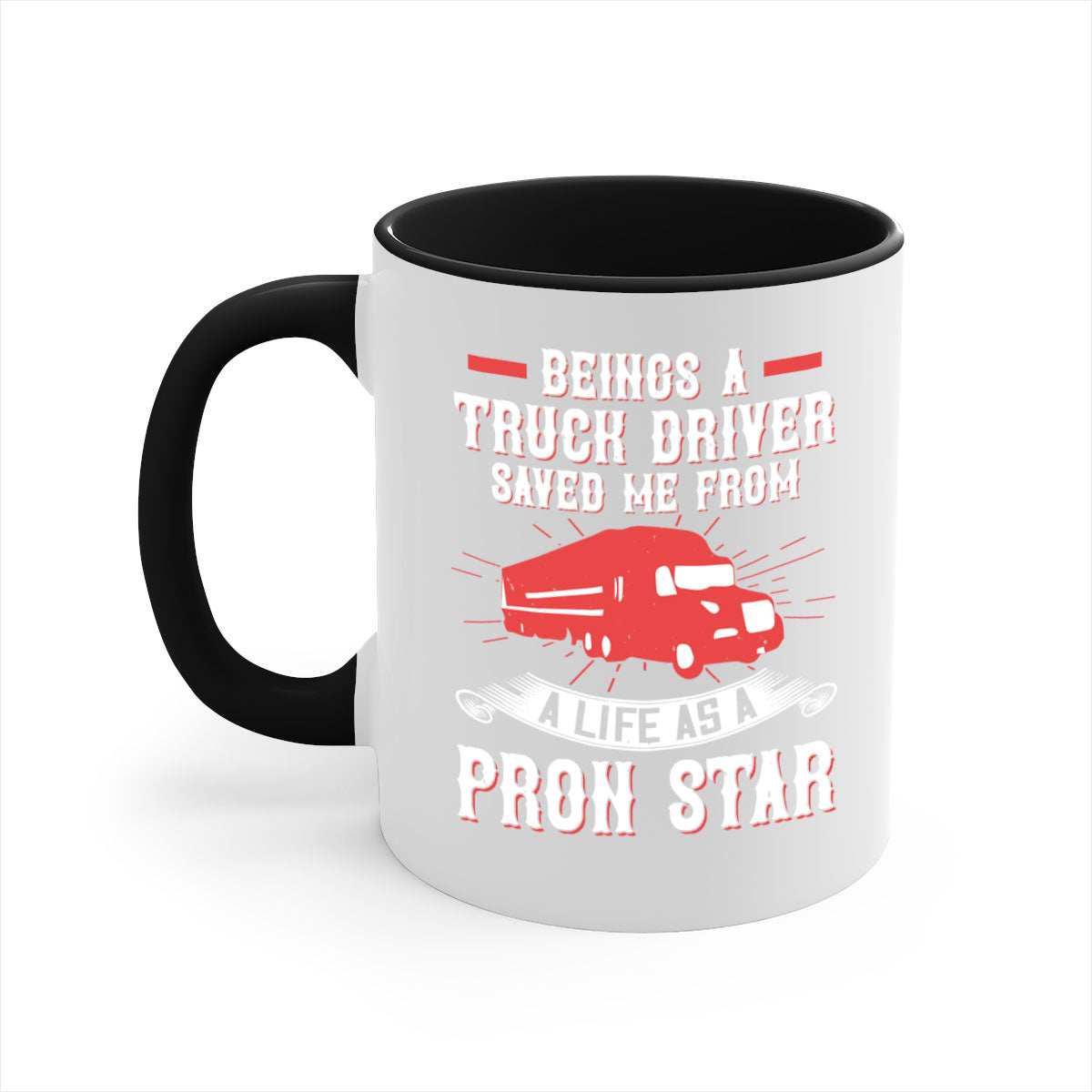 Two-tone ceramic mug with humorous text, available in multiple colors and sizes, featuring a glossy finish and easy-grip handle.