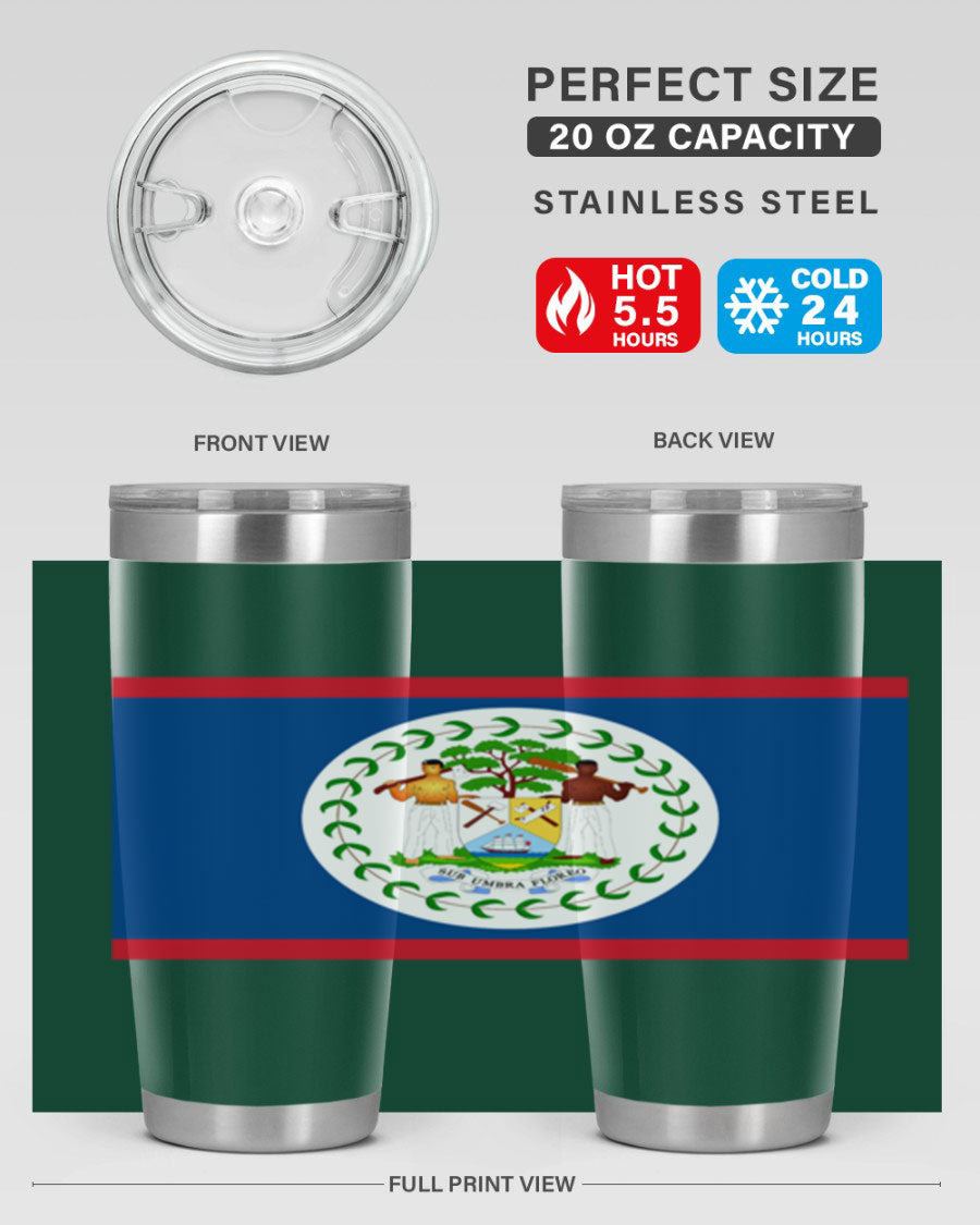 Belize 180# Tumbler showcasing vibrant design and stainless steel construction, perfect for hot and cold beverages.