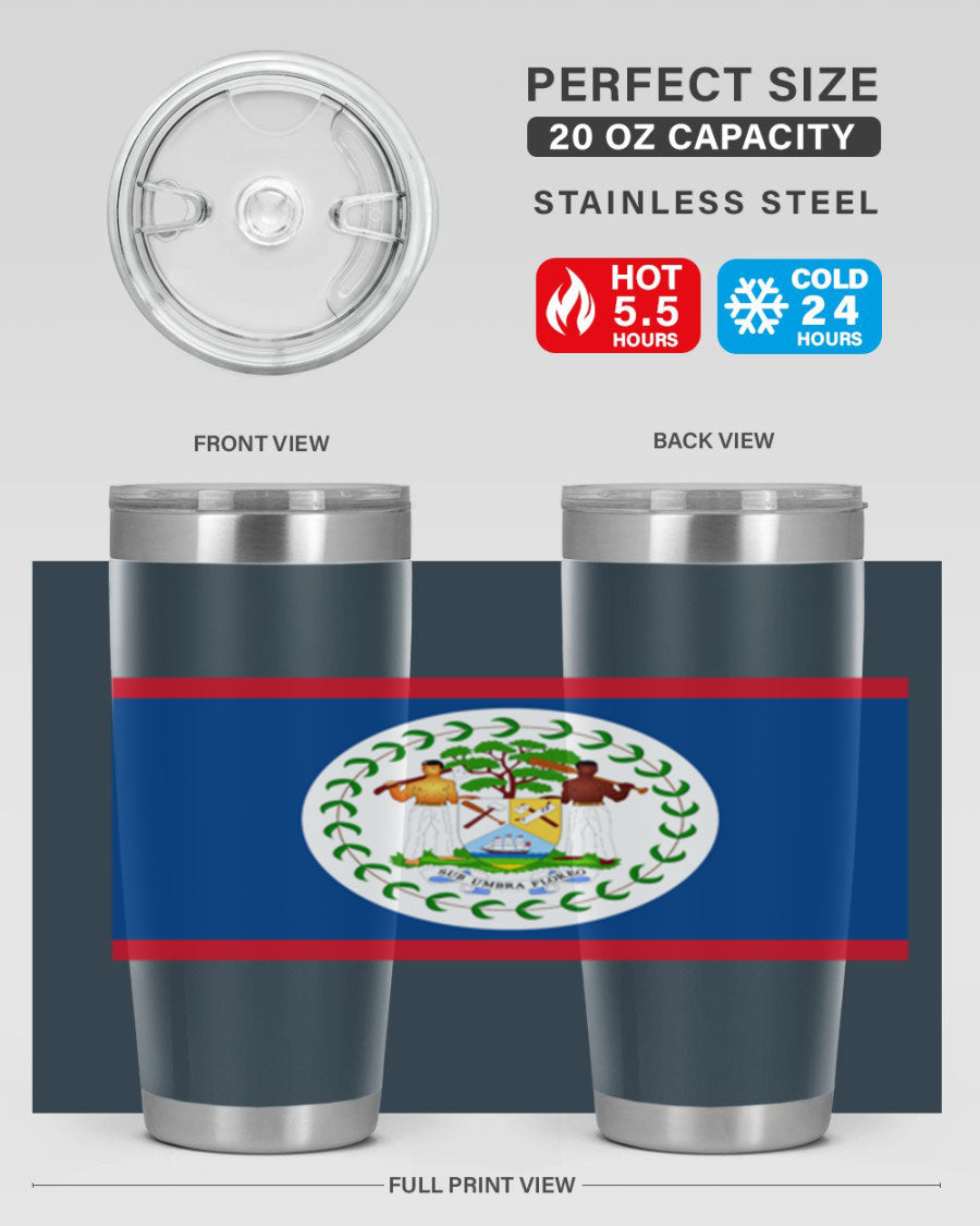 Belize 180# Tumbler showcasing vibrant design and stainless steel construction, perfect for hot and cold beverages.