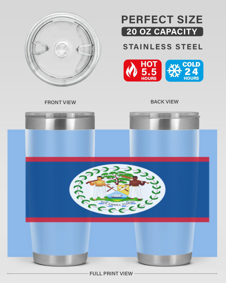 Belize 180# Tumbler showcasing vibrant design and stainless steel construction, perfect for hot and cold beverages.