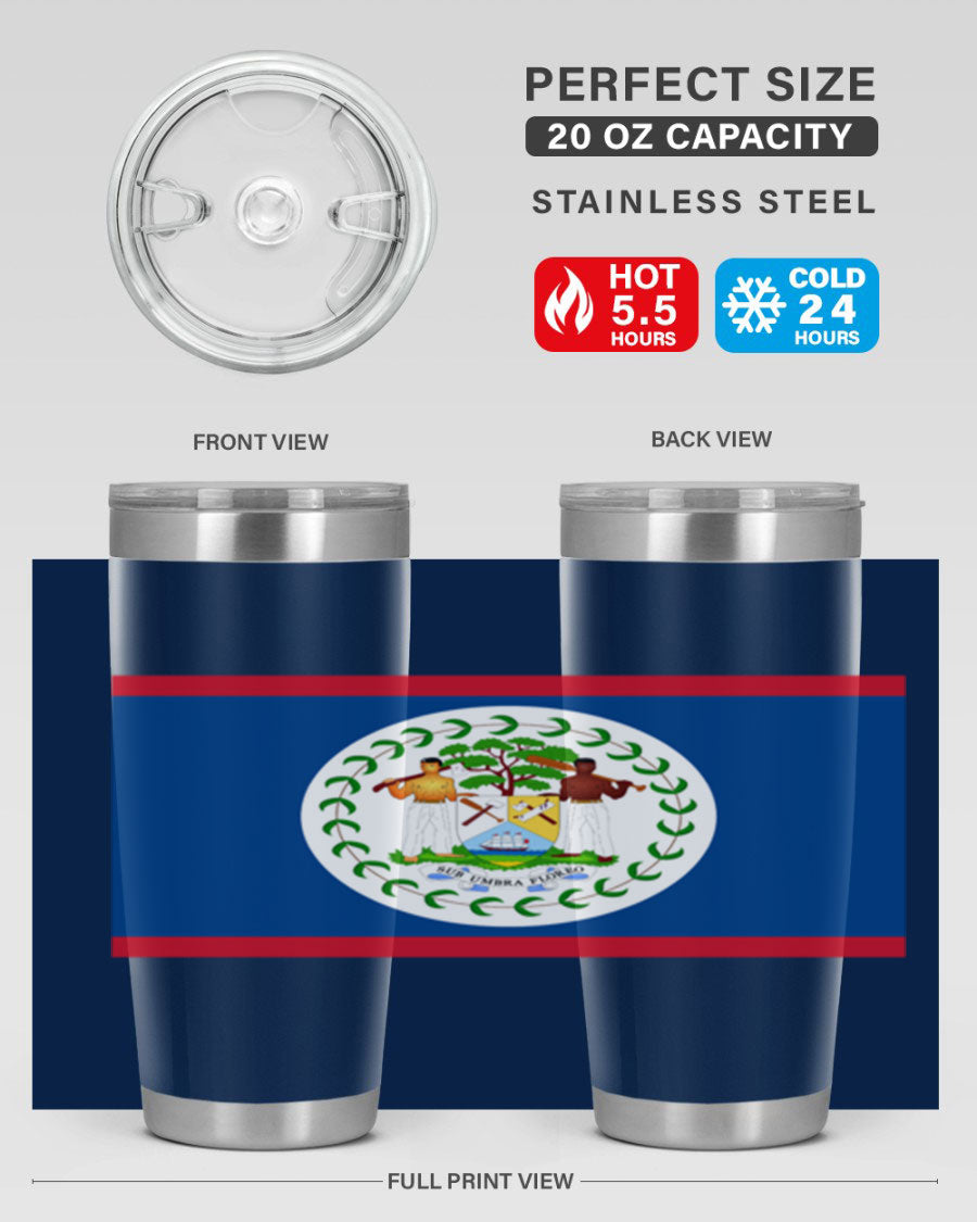 Belize 180# Tumbler showcasing vibrant design and stainless steel construction, perfect for hot and cold beverages.