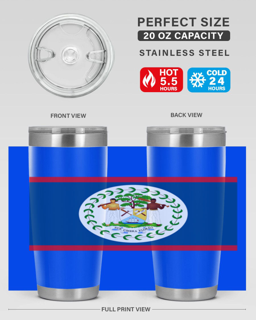 Belize 180# Tumbler showcasing vibrant design and stainless steel construction, perfect for hot and cold beverages.