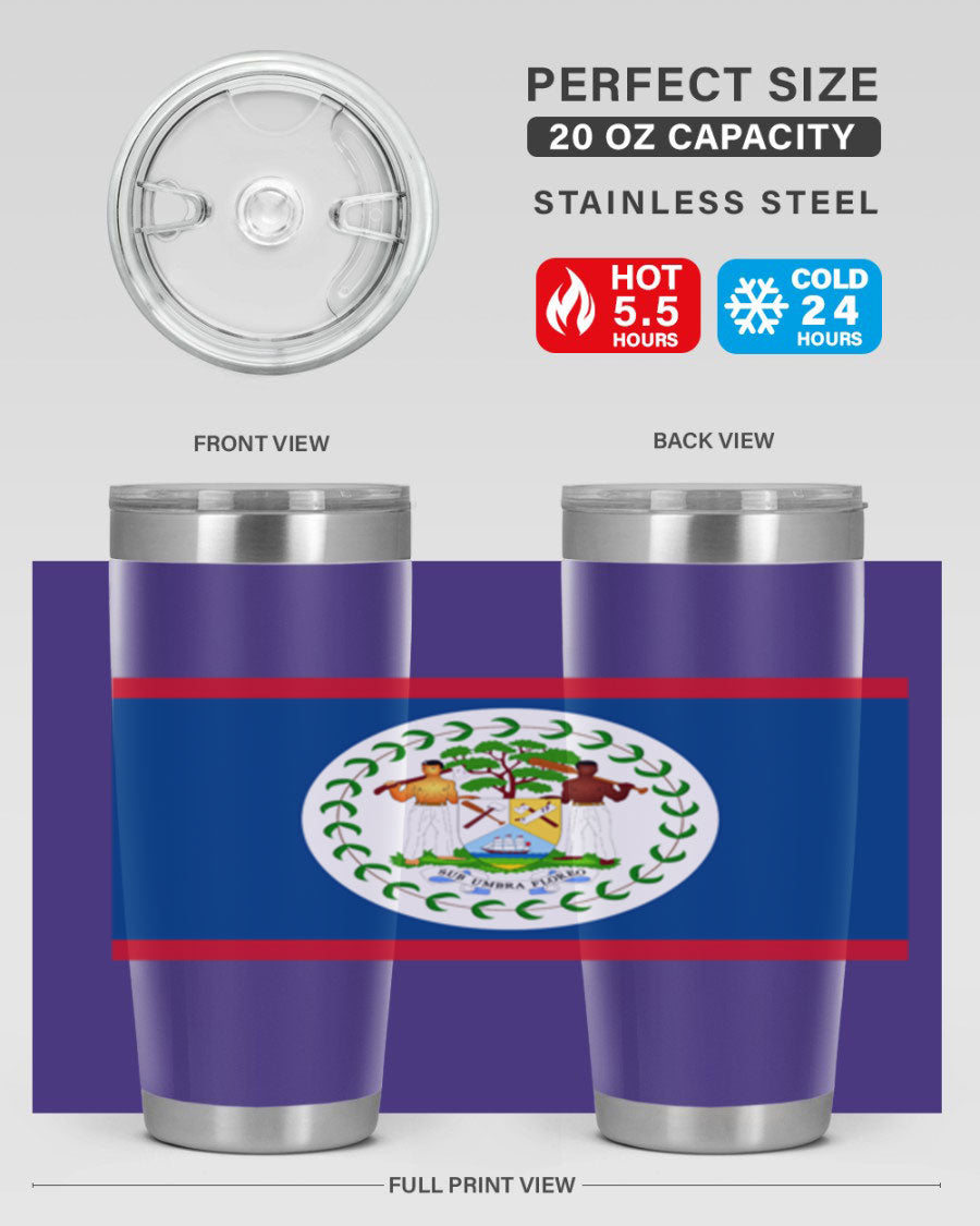 Belize 180# Tumbler showcasing vibrant design and stainless steel construction, perfect for hot and cold beverages.