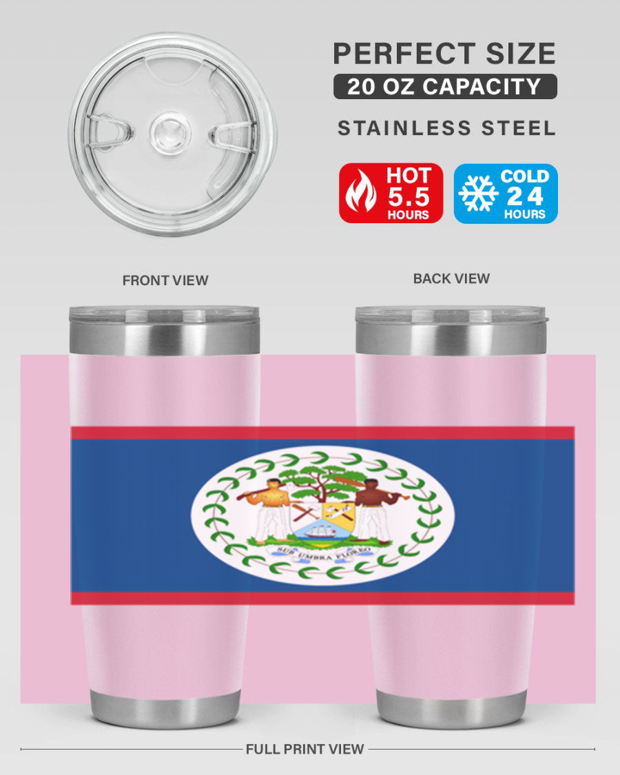 Belize 180# Tumbler showcasing vibrant design and stainless steel construction, perfect for hot and cold beverages.