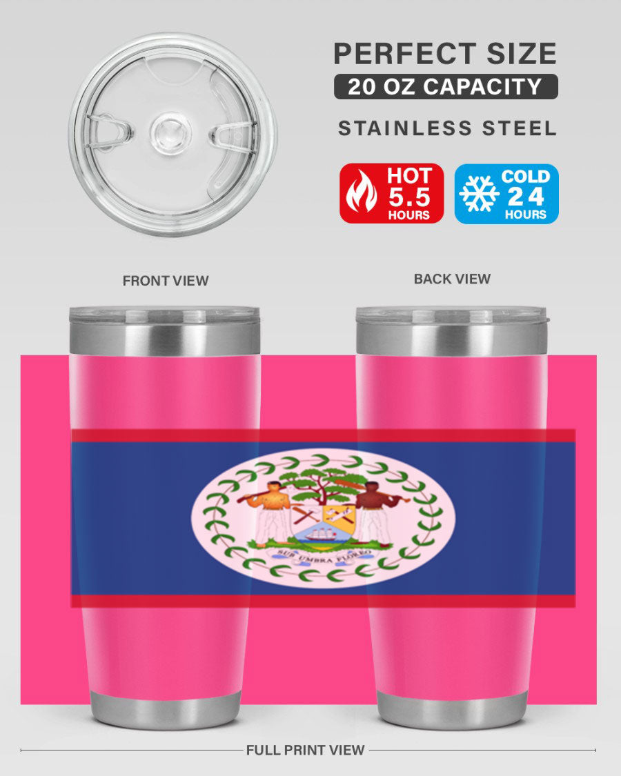 Belize 180# Tumbler showcasing vibrant design and stainless steel construction, perfect for hot and cold beverages.