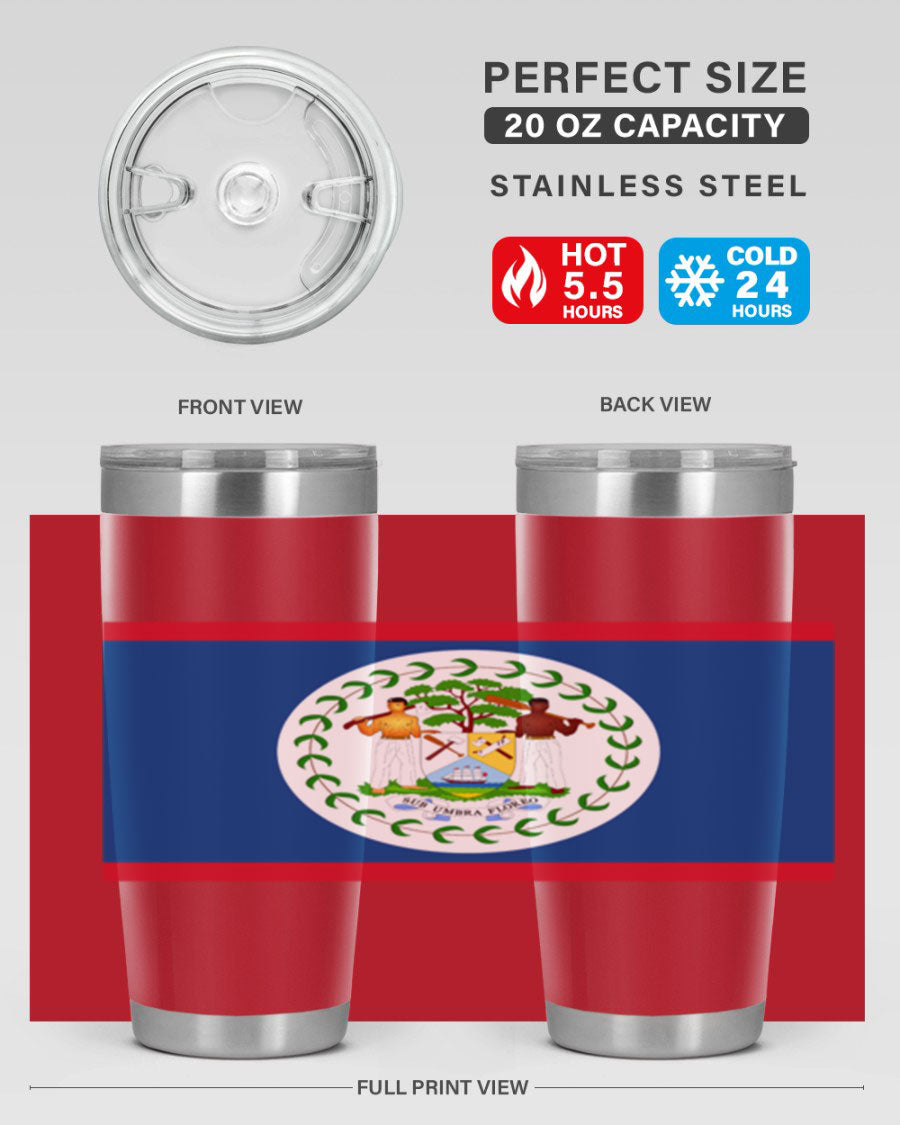 Belize 180# Tumbler showcasing vibrant design and stainless steel construction, perfect for hot and cold beverages.