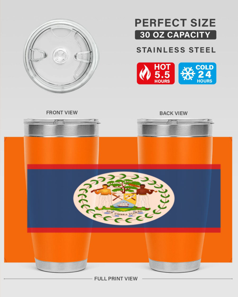 Belize 180# Tumbler showcasing vibrant design and stainless steel construction, perfect for hot and cold beverages.