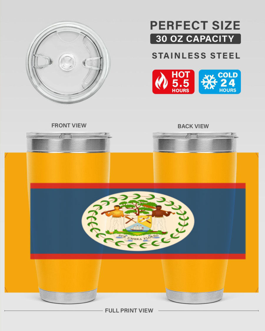 Belize 180# Tumbler showcasing vibrant design and stainless steel construction, perfect for hot and cold beverages.
