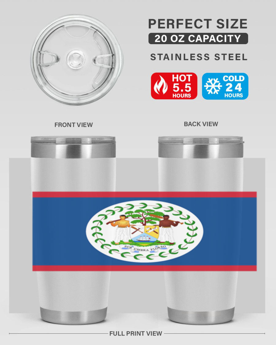 Belize 180# Tumbler showcasing vibrant design and stainless steel construction, perfect for hot and cold beverages.