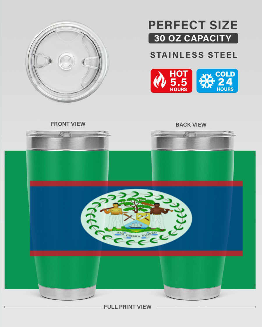Belize 180# Tumbler showcasing vibrant design and stainless steel construction, perfect for hot and cold beverages.