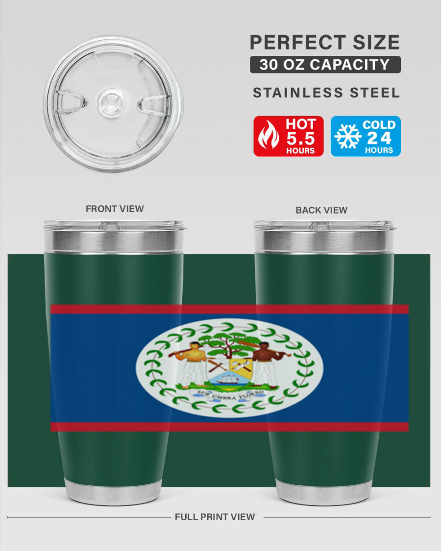 Belize 180# Tumbler showcasing vibrant design and stainless steel construction, perfect for hot and cold beverages.