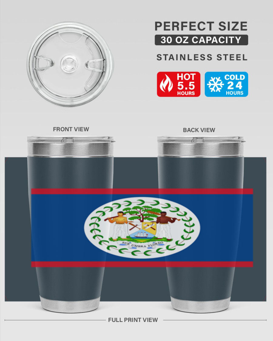Belize 180# Tumbler showcasing vibrant design and stainless steel construction, perfect for hot and cold beverages.
