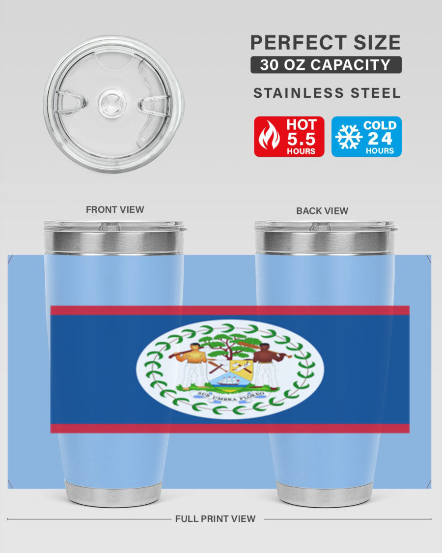 Belize 180# Tumbler showcasing vibrant design and stainless steel construction, perfect for hot and cold beverages.