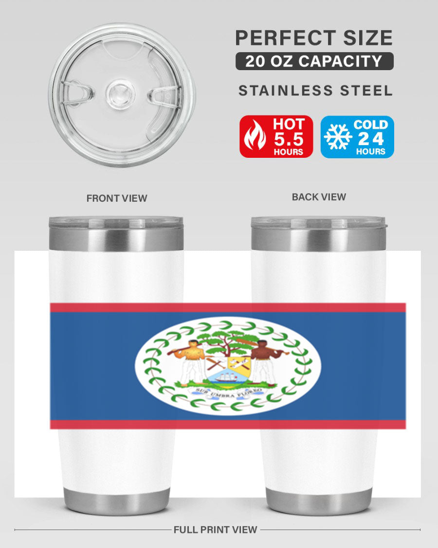 Belize 180# Tumbler showcasing vibrant design and stainless steel construction, perfect for hot and cold beverages.