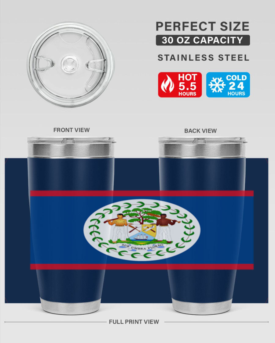 Belize 180# Tumbler showcasing vibrant design and stainless steel construction, perfect for hot and cold beverages.