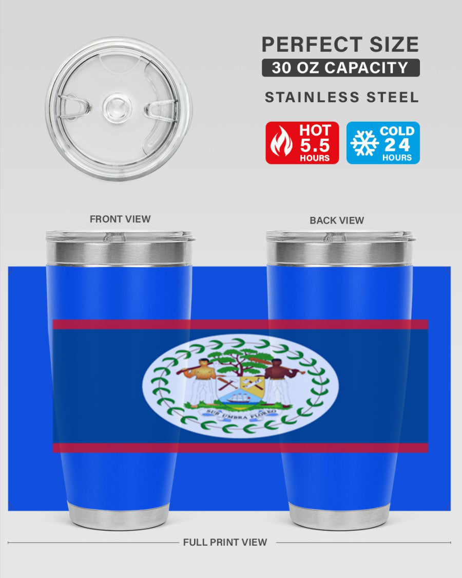 Belize 180# Tumbler showcasing vibrant design and stainless steel construction, perfect for hot and cold beverages.