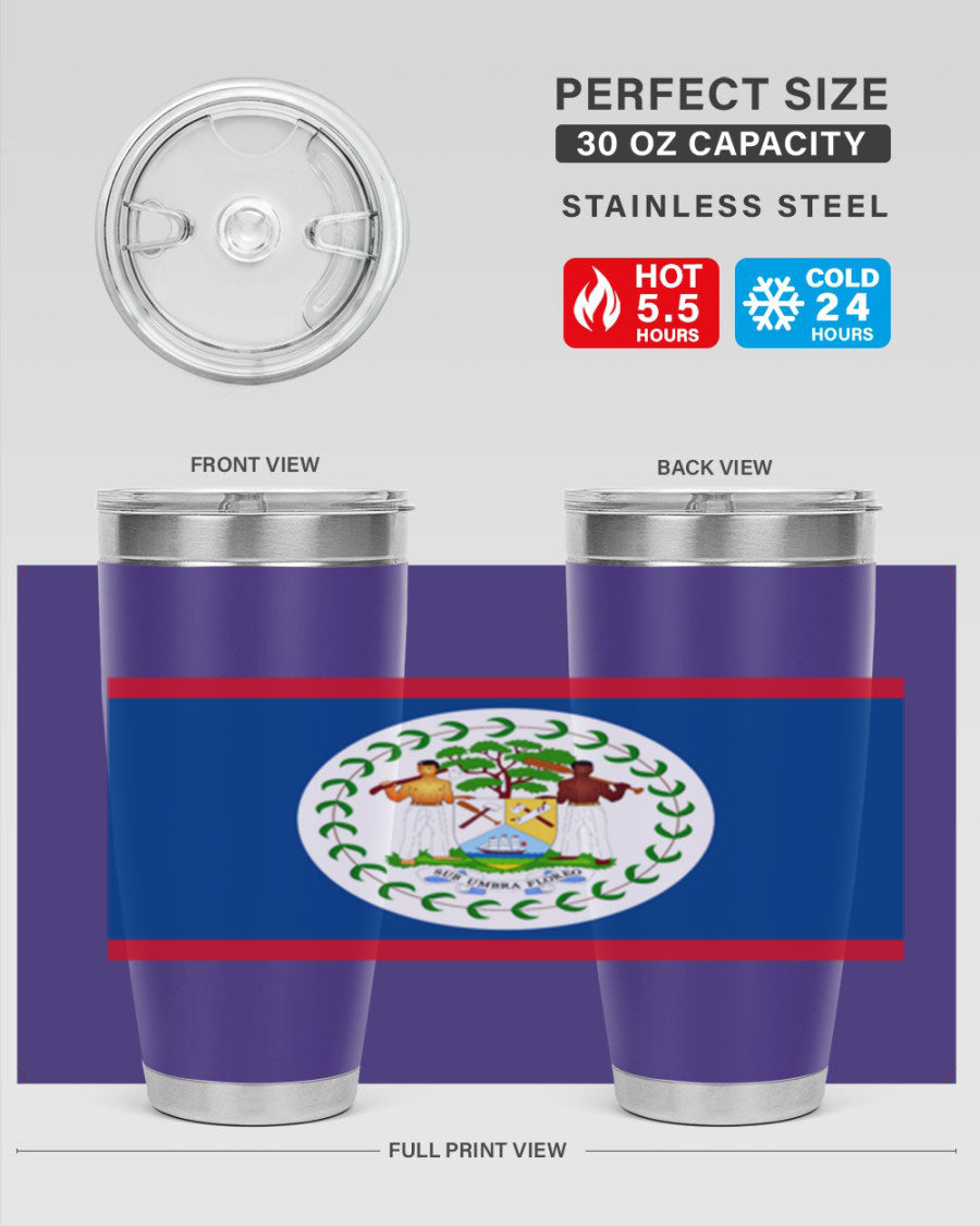 Belize 180# Tumbler showcasing vibrant design and stainless steel construction, perfect for hot and cold beverages.