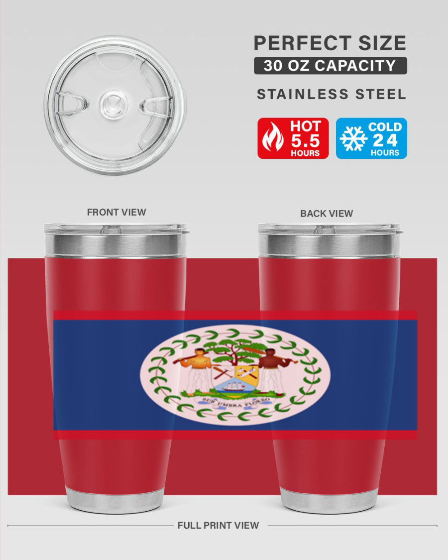 Belize 180# Tumbler showcasing vibrant design and stainless steel construction, perfect for hot and cold beverages.