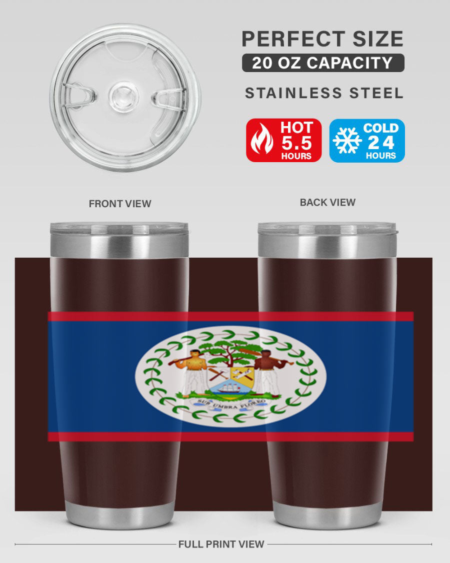 Belize 180# Tumbler showcasing vibrant design and stainless steel construction, perfect for hot and cold beverages.