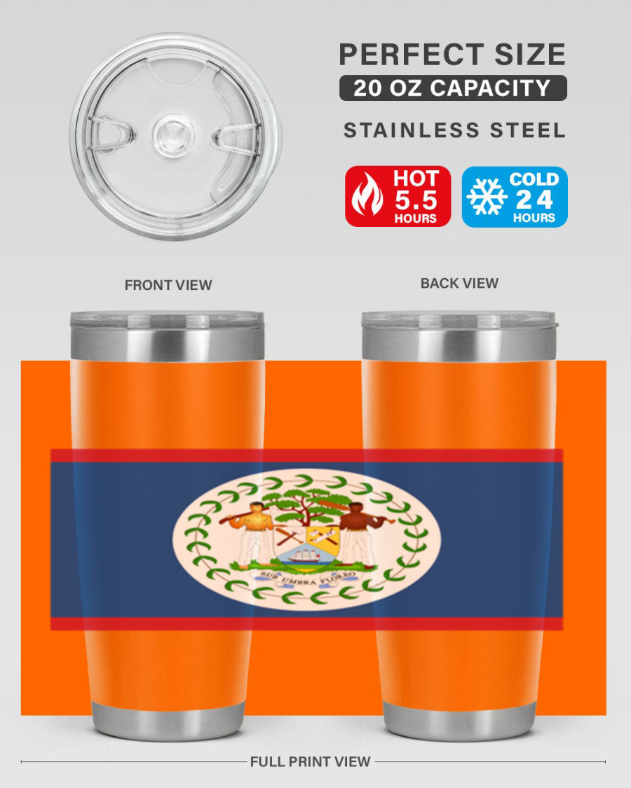 Belize 180# Tumbler showcasing vibrant design and stainless steel construction, perfect for hot and cold beverages.