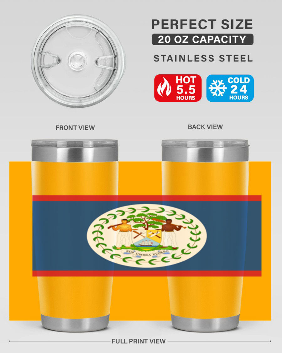 Belize 180# Tumbler showcasing vibrant design and stainless steel construction, perfect for hot and cold beverages.
