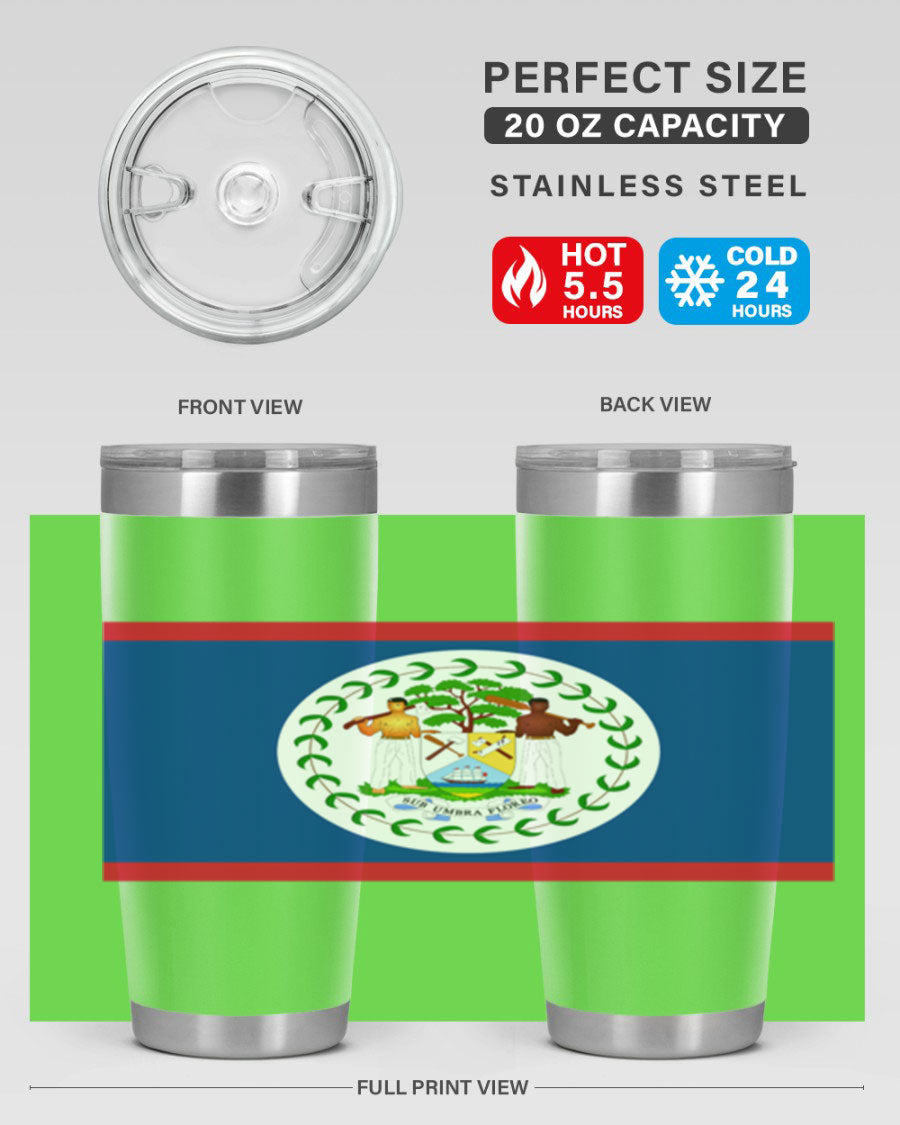 Belize 180# Tumbler showcasing vibrant design and stainless steel construction, perfect for hot and cold beverages.