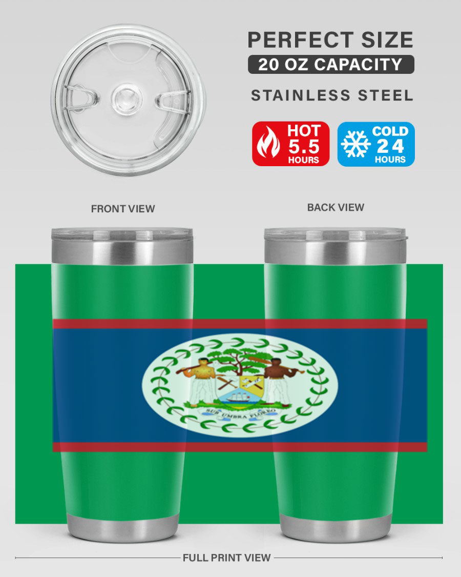 Belize 180# Tumbler showcasing vibrant design and stainless steel construction, perfect for hot and cold beverages.
