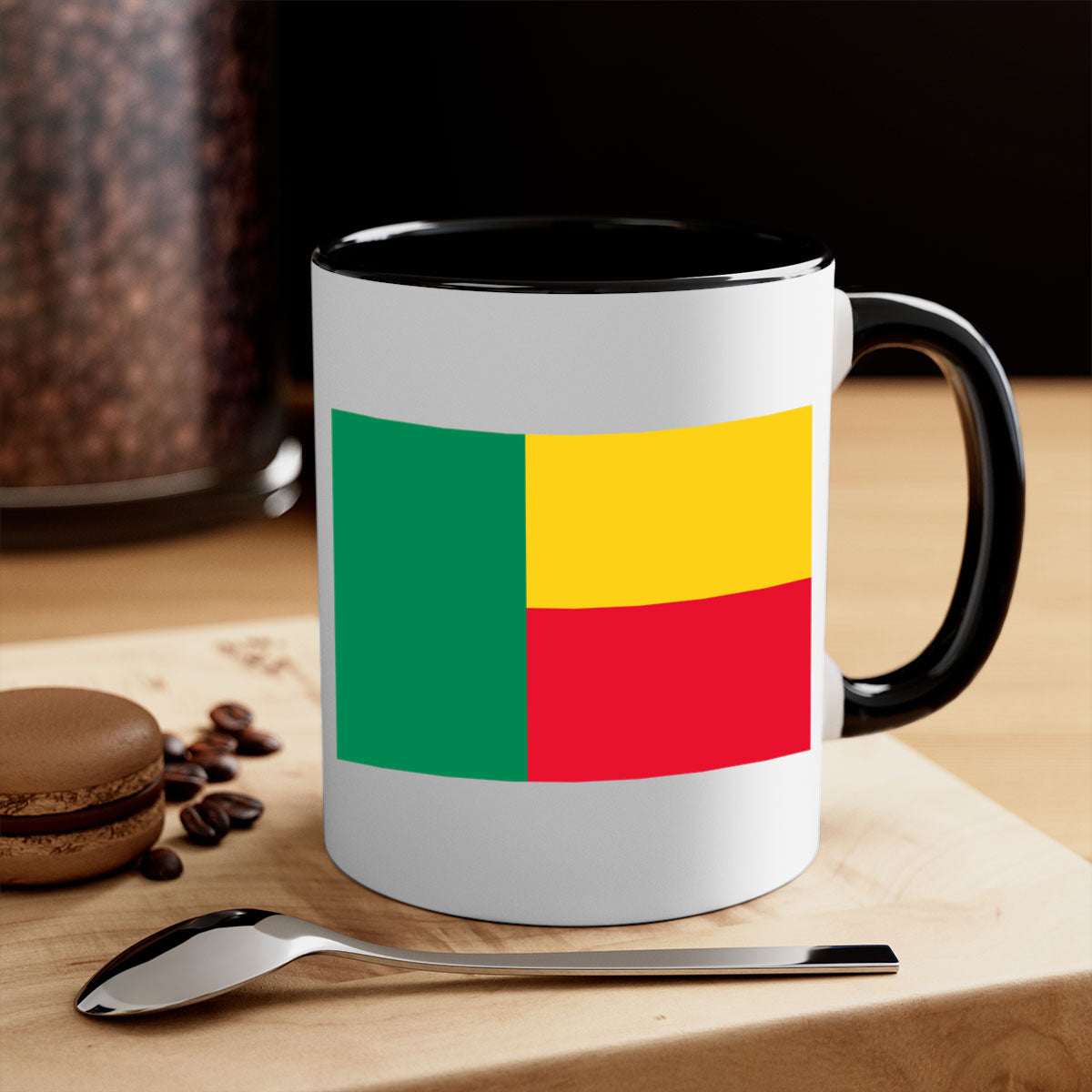 Benin 179# Mug featuring a glossy finish, colored handle, and interior, available in multiple colors and sizes.