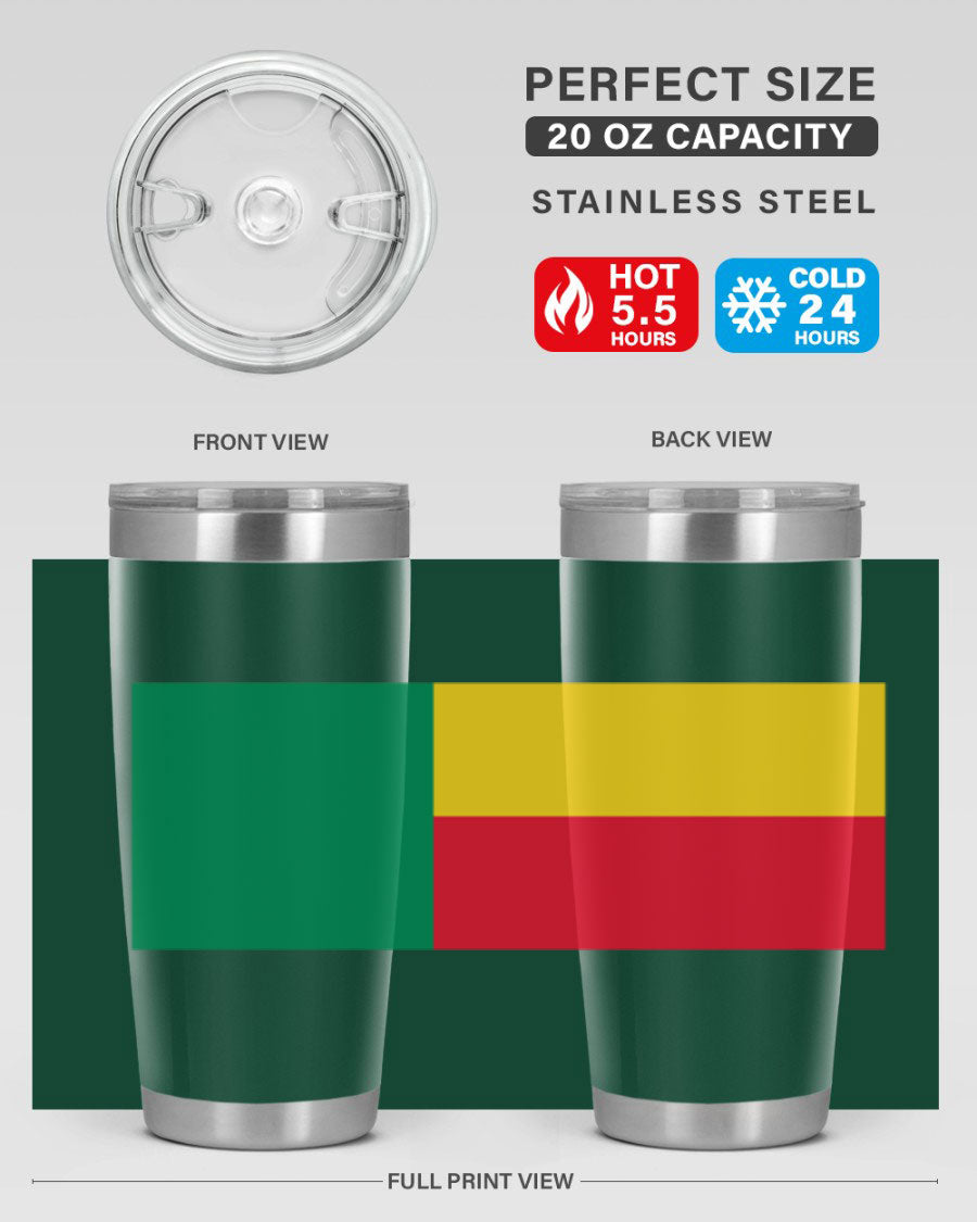 Benin 179# Tumbler in 20oz and 30oz sizes, showcasing double wall vacuum stainless steel design with vibrant printed graphics.
