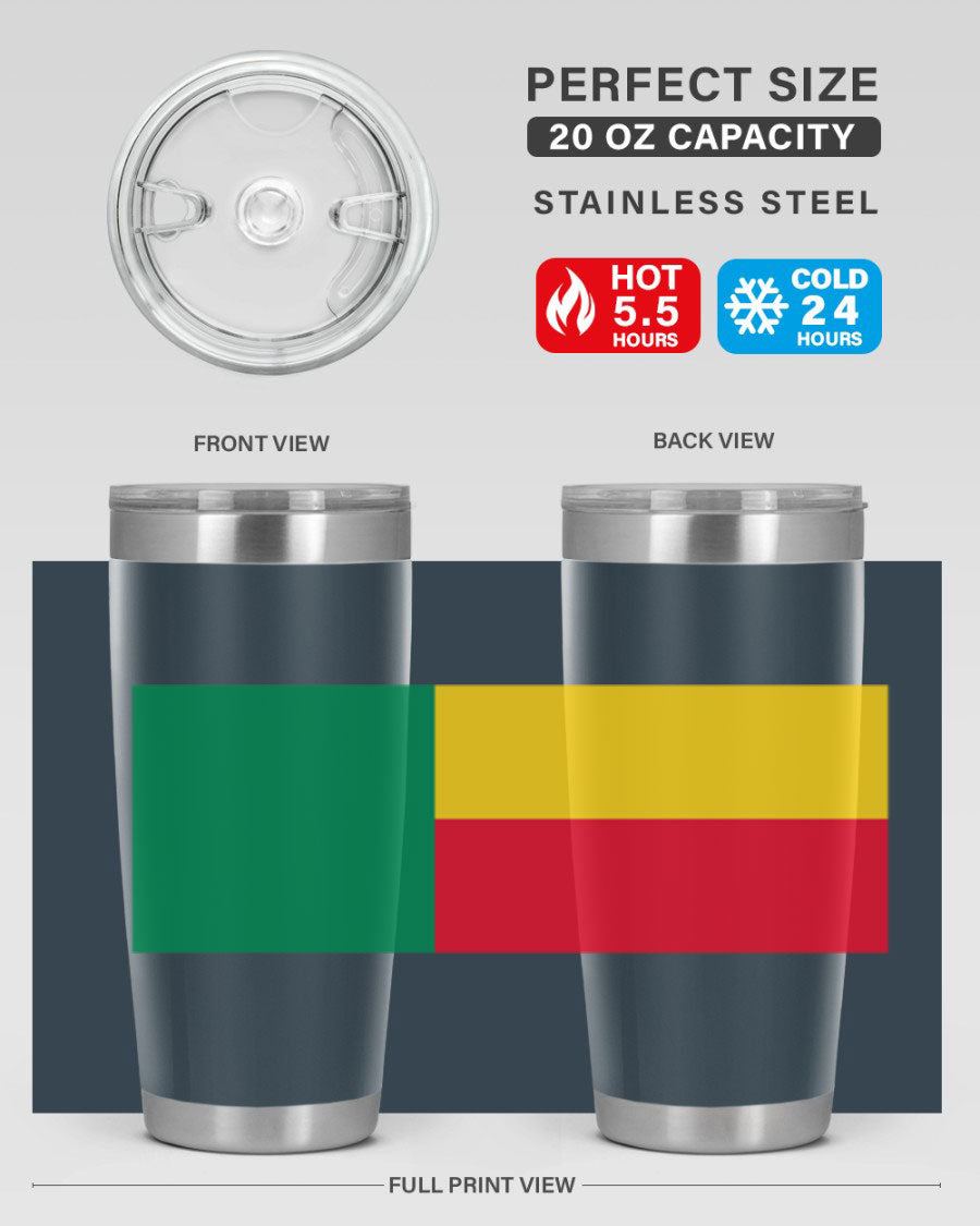 Benin 179# Tumbler in 20oz and 30oz sizes, showcasing double wall vacuum stainless steel design with vibrant printed graphics.
