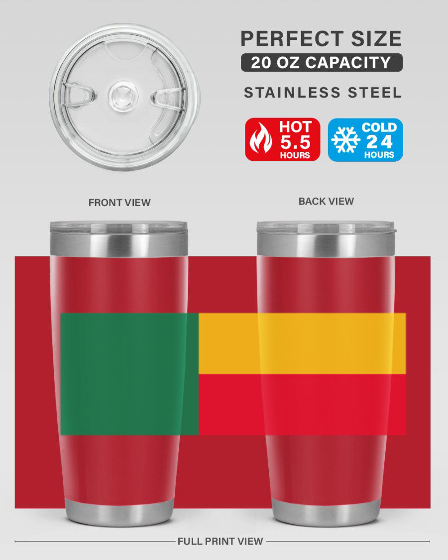 Benin 179# Tumbler in 20oz and 30oz sizes, showcasing double wall vacuum stainless steel design with vibrant printed graphics.